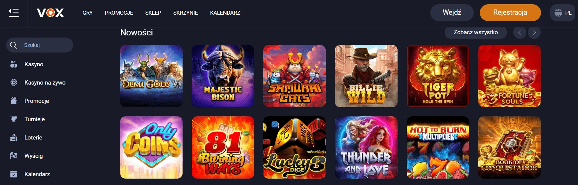 VOX Casino Screenshot